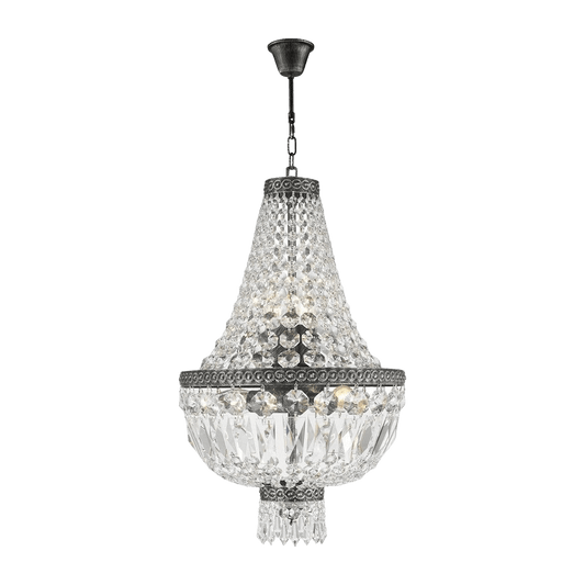 French Royalty Collection Basket Chandelier in Vintage Silver